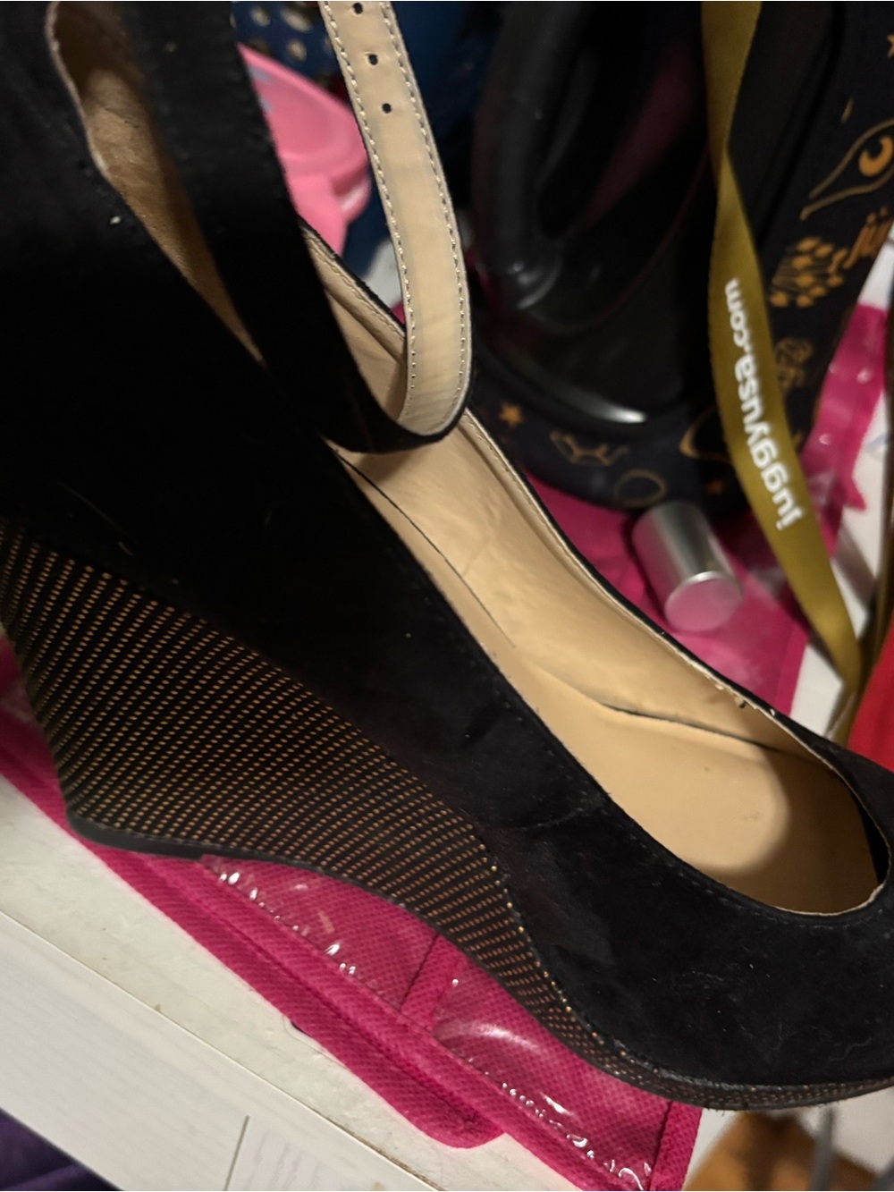 Mossimo Supply Co. Black Suede Ankle-Strap Wedge